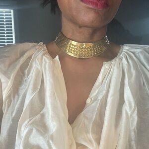 Made in India Gold Hammered Stunning Vintage Artisan Mixed Metal Choker